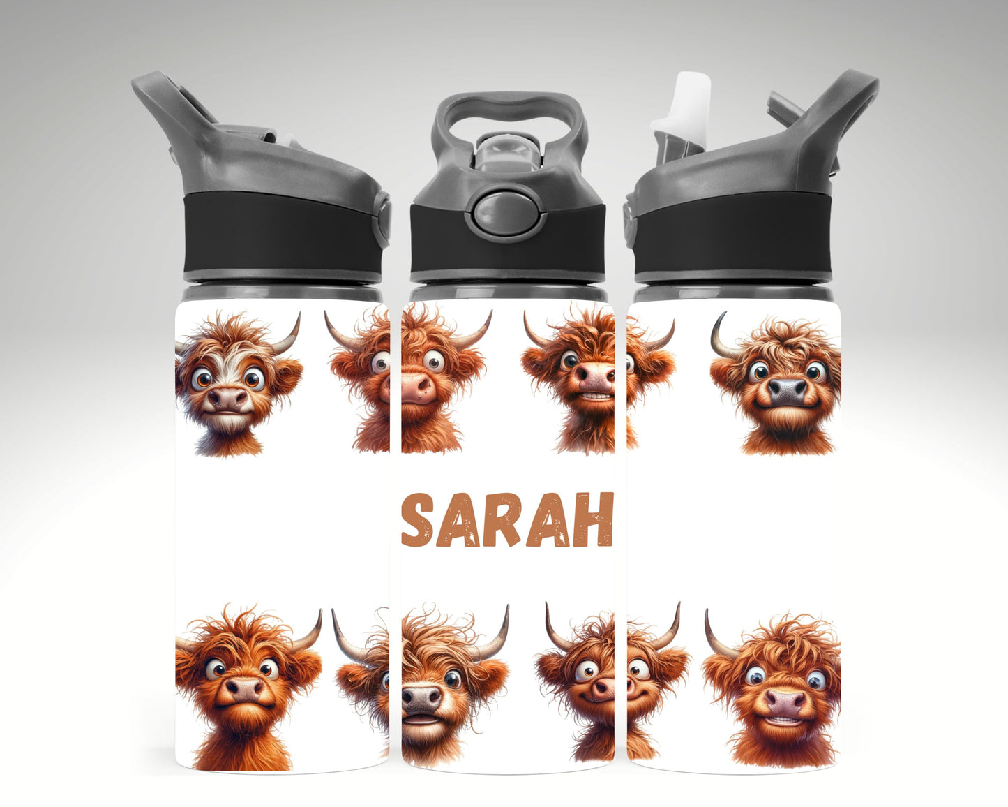 Funny Highland Cow Themed Water Bottle 650 ml
