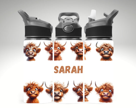Funny Highland Cow Themed Water Bottle 650 ml