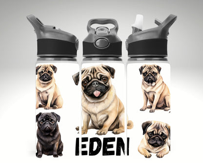 Pug Dog Themed Water Bottle 650 ml