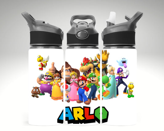 Mario themed personalised water bottle