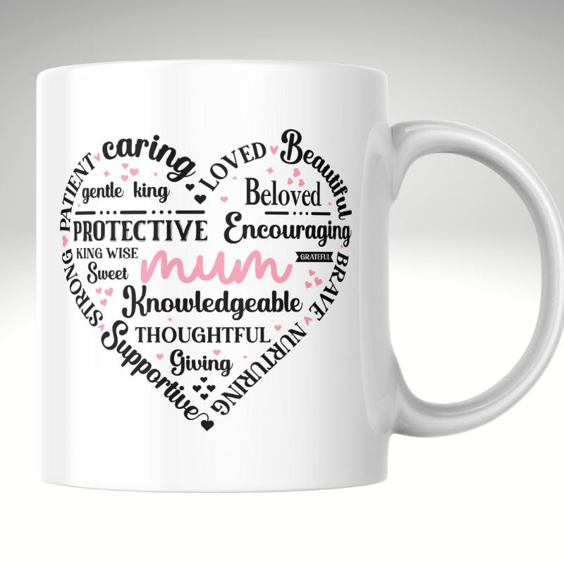 Mother’s Day Heart-Shaped Mug – Thoughtful Words for Mum