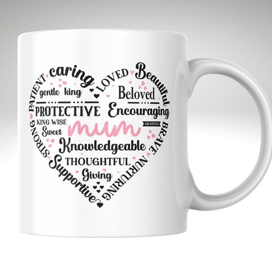 Mother’s Day Heart-Shaped Mug – Thoughtful Words for Mum