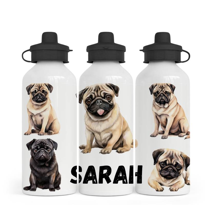 Pug dog themed Water Bottle