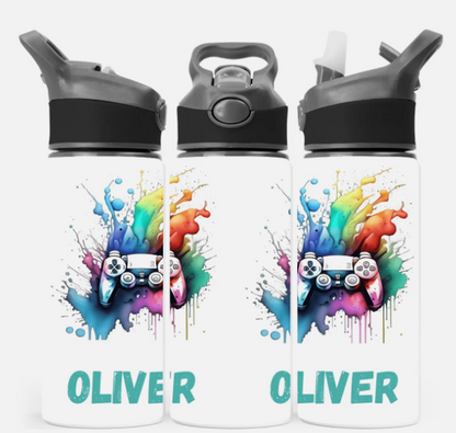 Gamer theme personalised water bottle - 650ml