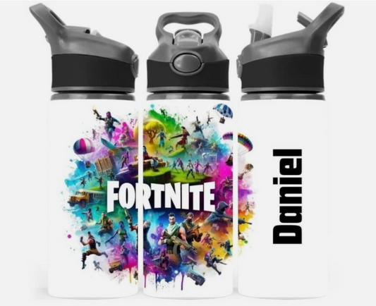Fortnite Personalised Water Bottle – Custom Name Kids Drink Bottle -650ml