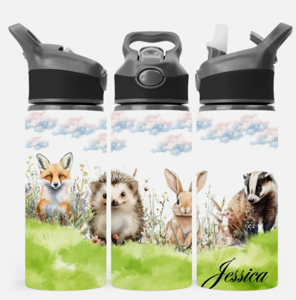 Personalised Country Animal-Themed Water Bottle 650ml