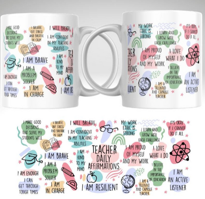 Teacher Affirmation Mug, Positive Teacher Quotes Coffee Cup, Inspirational Teacher Gift, Teacher Mental Health Mug, Back to School Gift