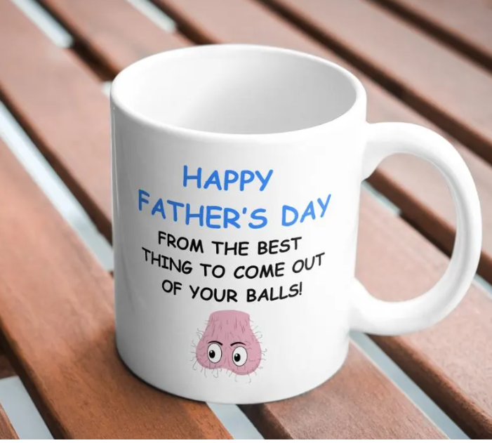 Funny Father's Day Dad Balls Mug, Cheeky Birthday Gift for Him