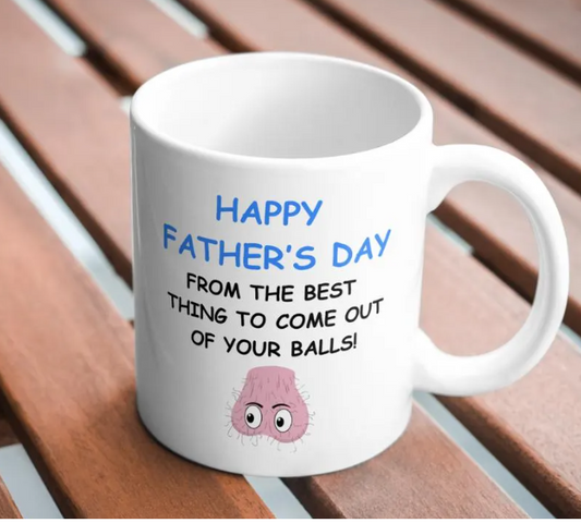 Funny Father's Day Dad Balls Mug, Cheeky Birthday Gift for Him
