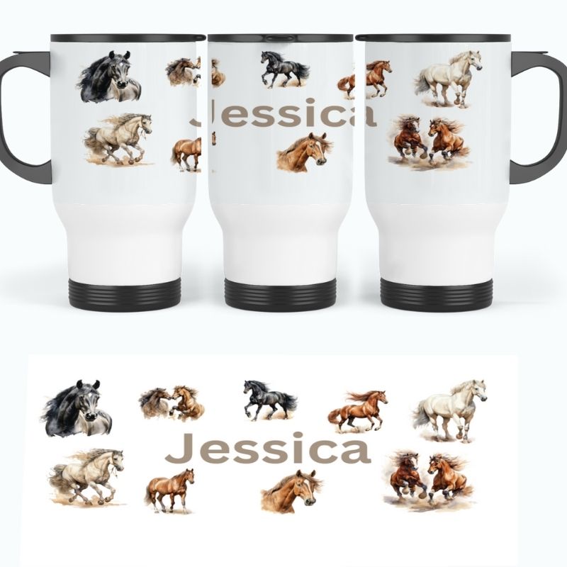 14oz Travel Mug – Horse Design