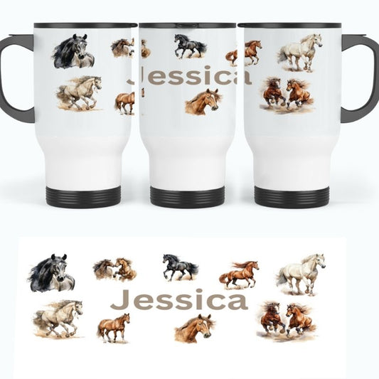 14oz Travel Mug – Horse Design
