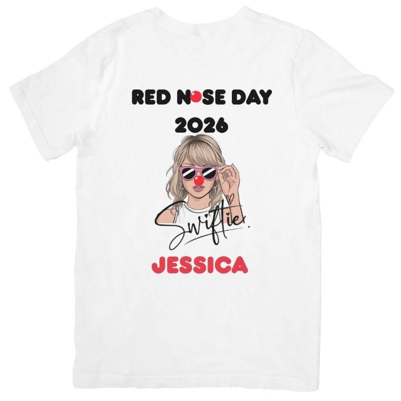 Red Nose Day T-Shirt – Swiftie Fans, Add Any Name