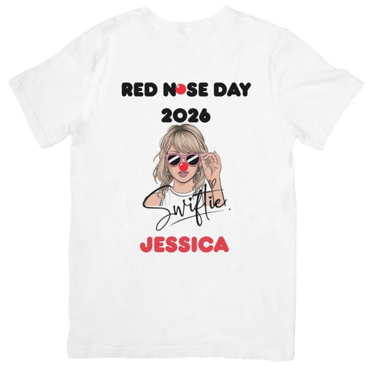 Red Nose Day T-Shirt – Swiftie Fans, Add Any Name